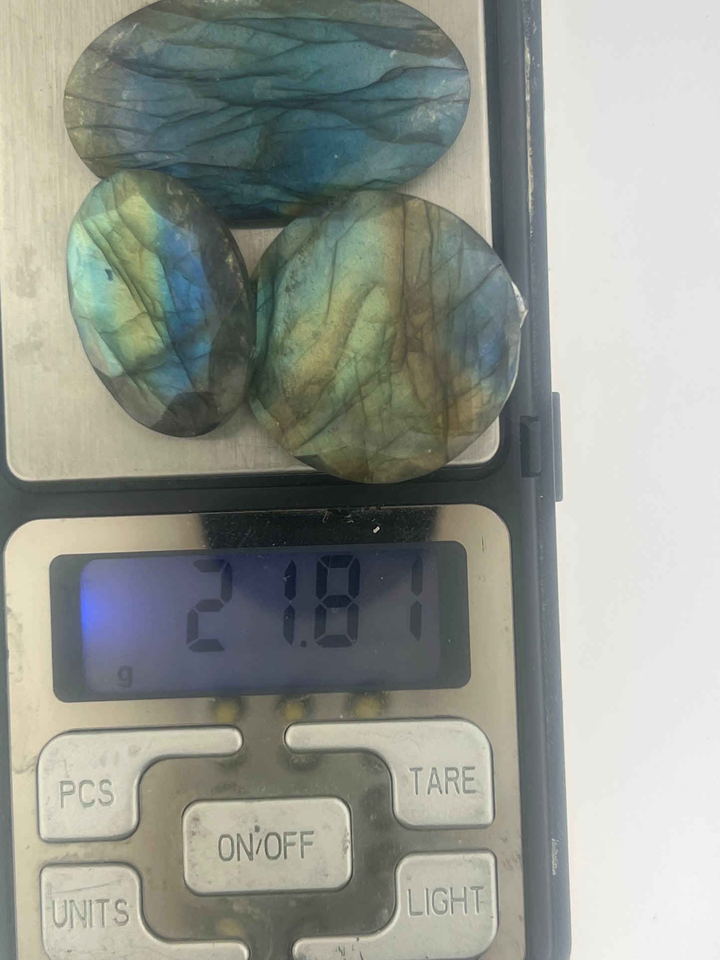 Labradorite cabochons facetted