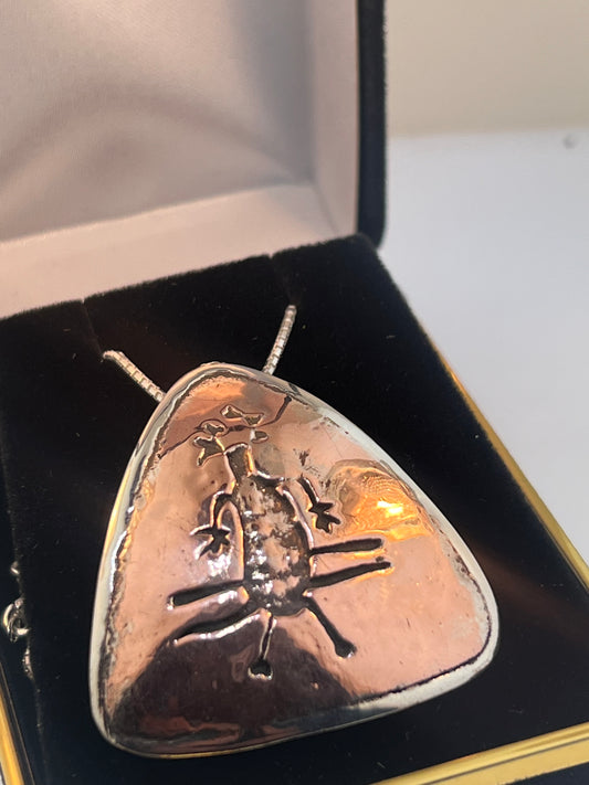 Copper Pictograph Bird Necklace