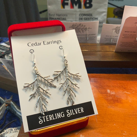 Sterling silver, big Cedar earrings