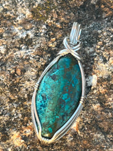 Load image into Gallery viewer, Chrysocolla silver wire pendant

