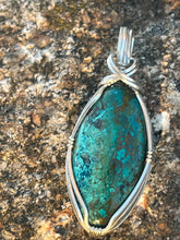 Load image into Gallery viewer, Chrysocolla silver wire pendant
