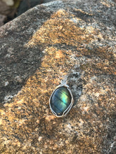 Load image into Gallery viewer, Labradorite wrapped in sterling silver wire

