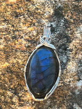 Load image into Gallery viewer, Labradorite wrapped in sterling silver wire
