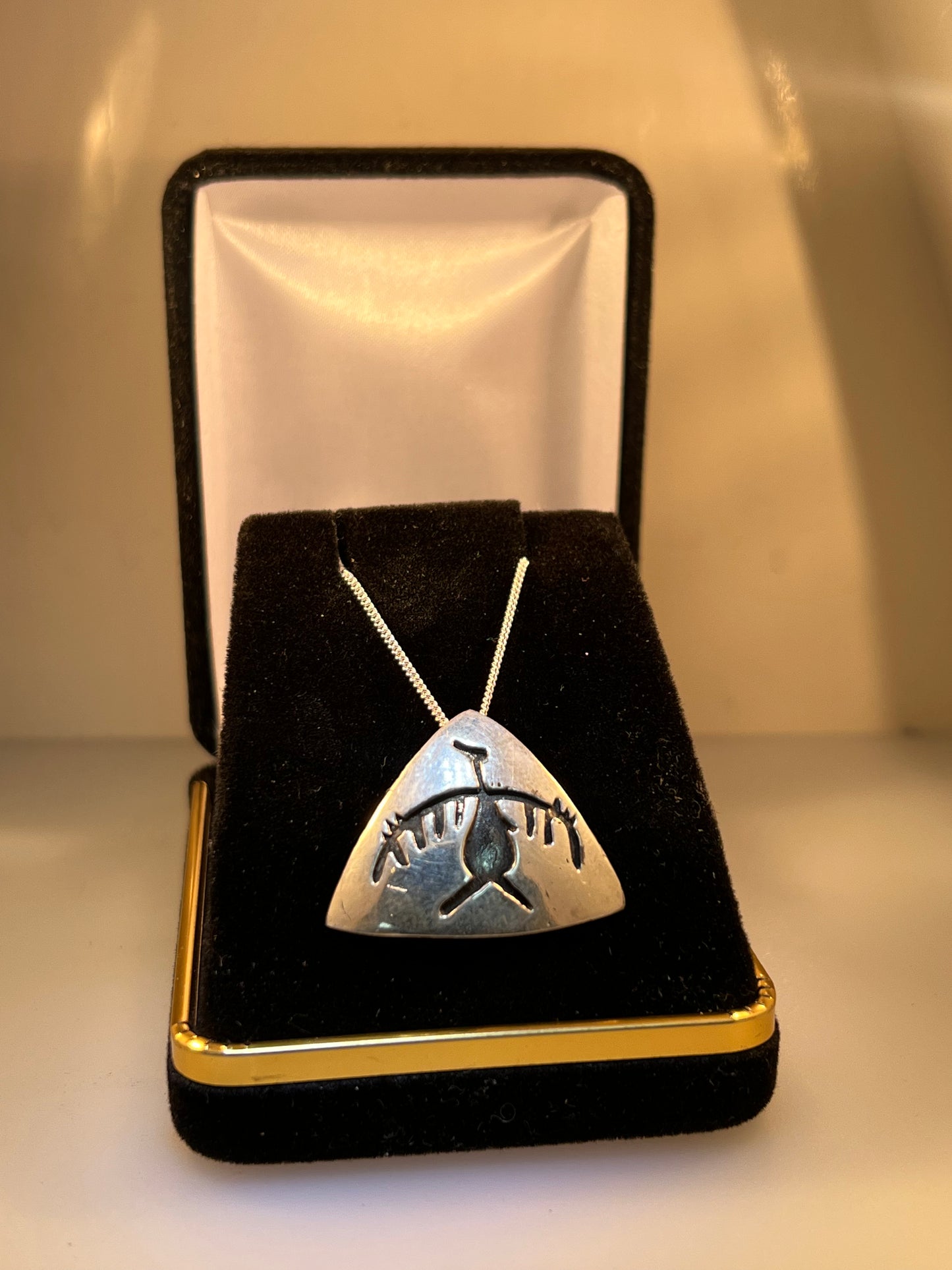 Sterling silver pictograph pendant from the Nicola valley